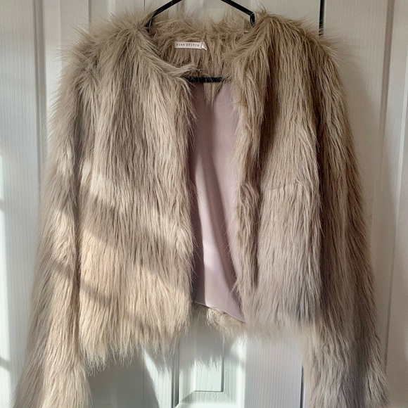 Pink Stitch faux fur Tan coat - Picture 1 of 5